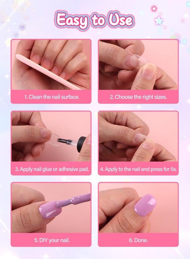 EBANKU 240 Pcs Kid False Nail Tips, Short Kids Clear False Nails Press on Nails for Little Girls Full Cover Children Fake Nails Fingernail Decoration - Image 4